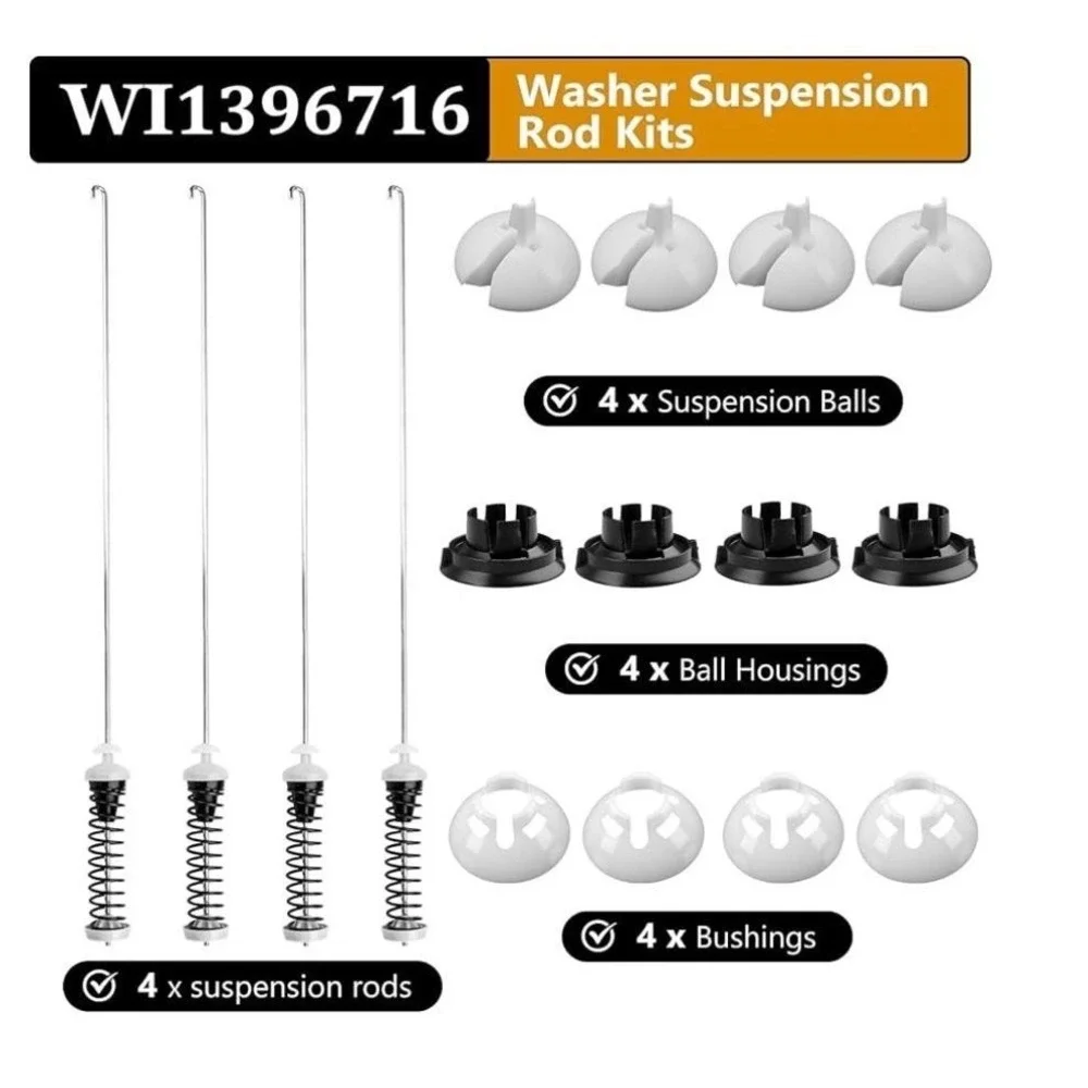 W11396716 Washer Suspension Rod Kit White For Whirlpool Maytag Amana Kenmore